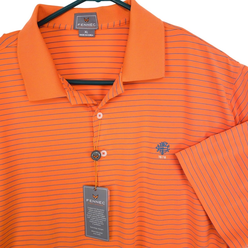 Fennec Polo Shirt Men's XL Orange Striped Accent Eldridge Country Club 1878 NWT